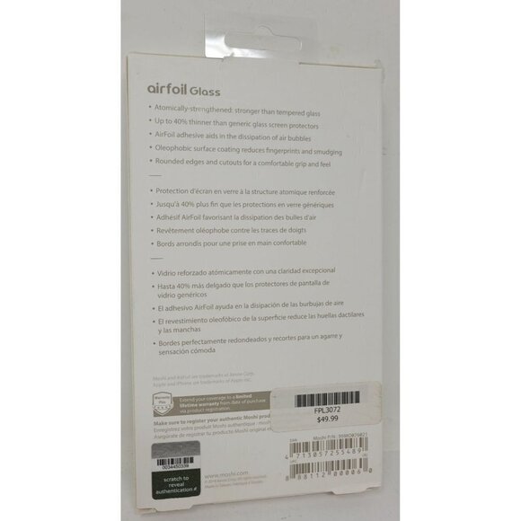 Moshi AirFoil Glass Screen Protector For Apple iPhone 11 Pro Max / XS Max, NEW - Picture 2 of 2